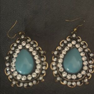 Elegant Gold and Turquoise Teardrop Earrings